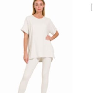 Zenana Outfitters Cream Top and Leggings Set